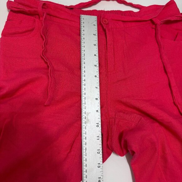 Contact Shorts Women's Size Large Pink Bermuda Linen Rayon Stretchy Waist Belt - Picture 7 of 11